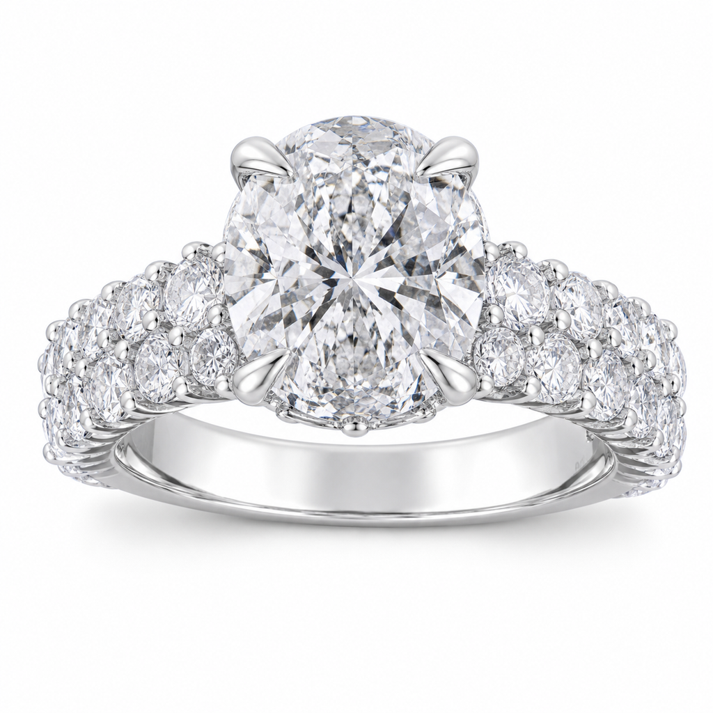 Cluster Diamond Ring 5cts on white background
