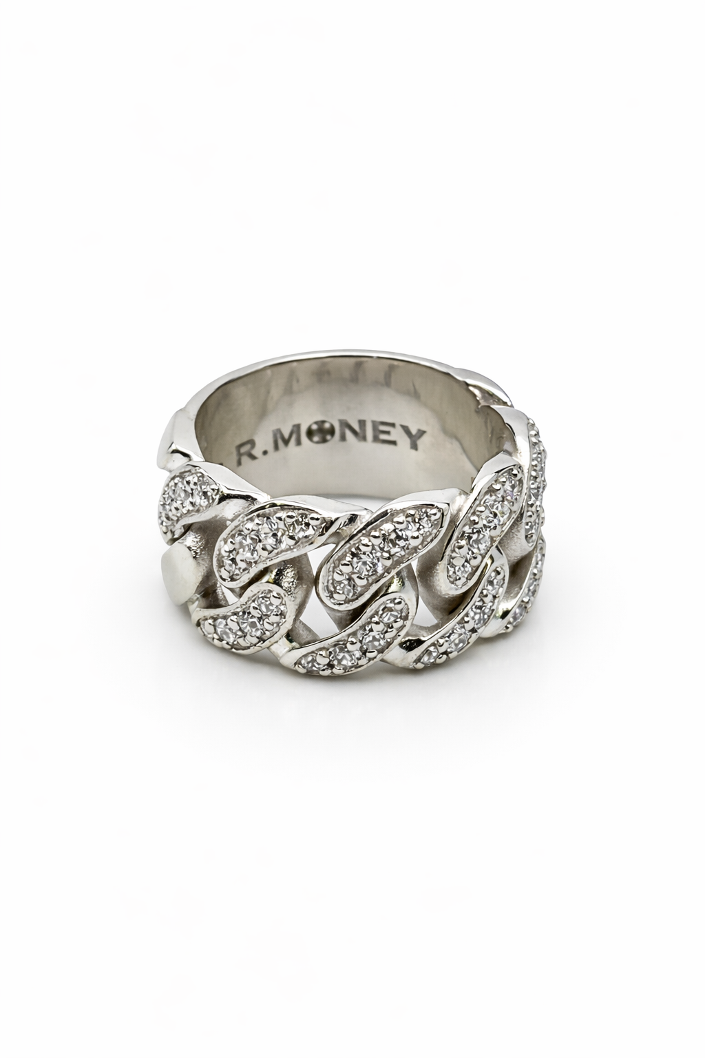 Cuban Link Ring Silver Cz Stones - product image