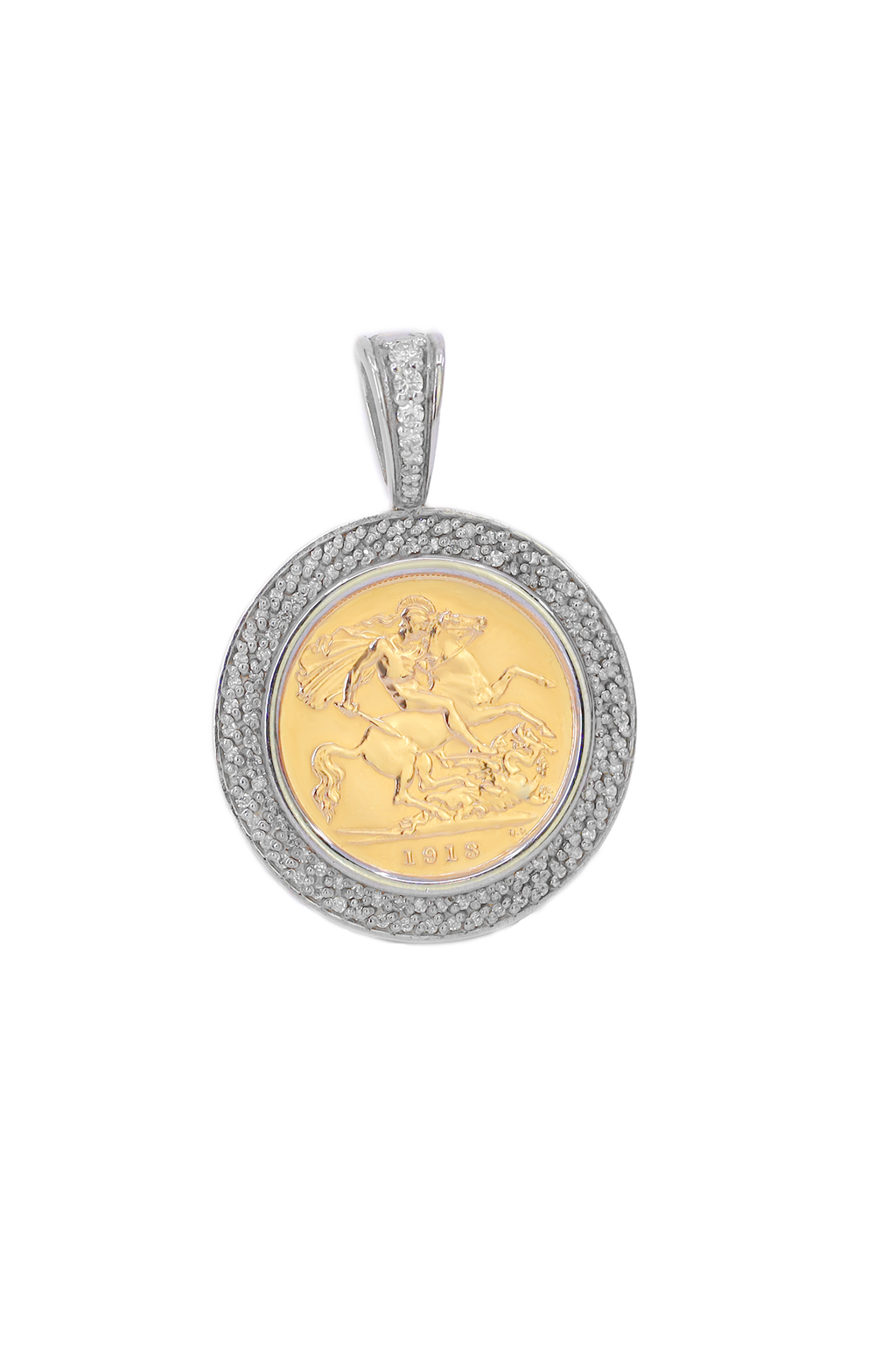 Full Sovereign Pendant With Double Row Of Diamonds from Mr Money NZ