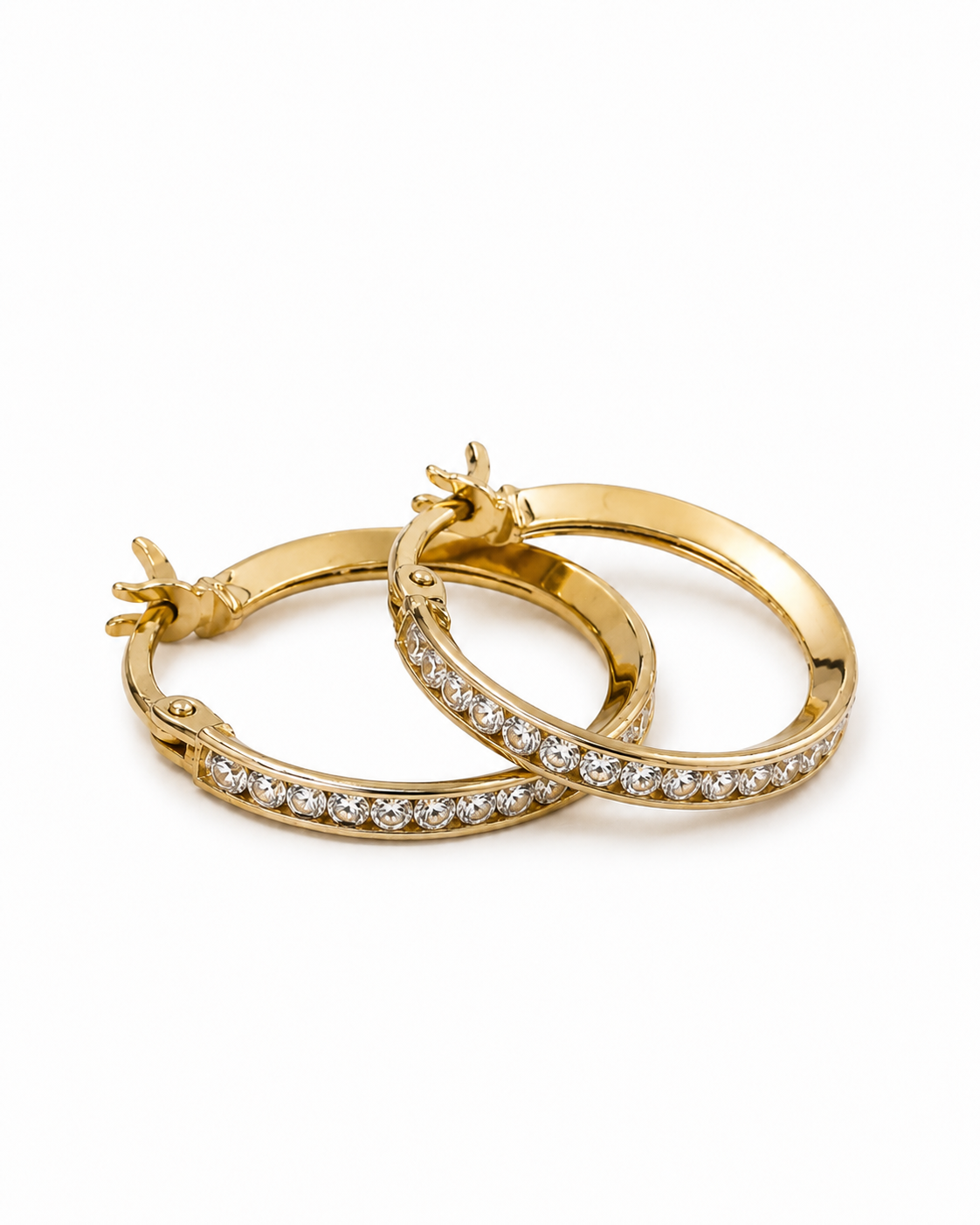 9ct gold CZ hoop earrings 17mm with cubic zirconia stones