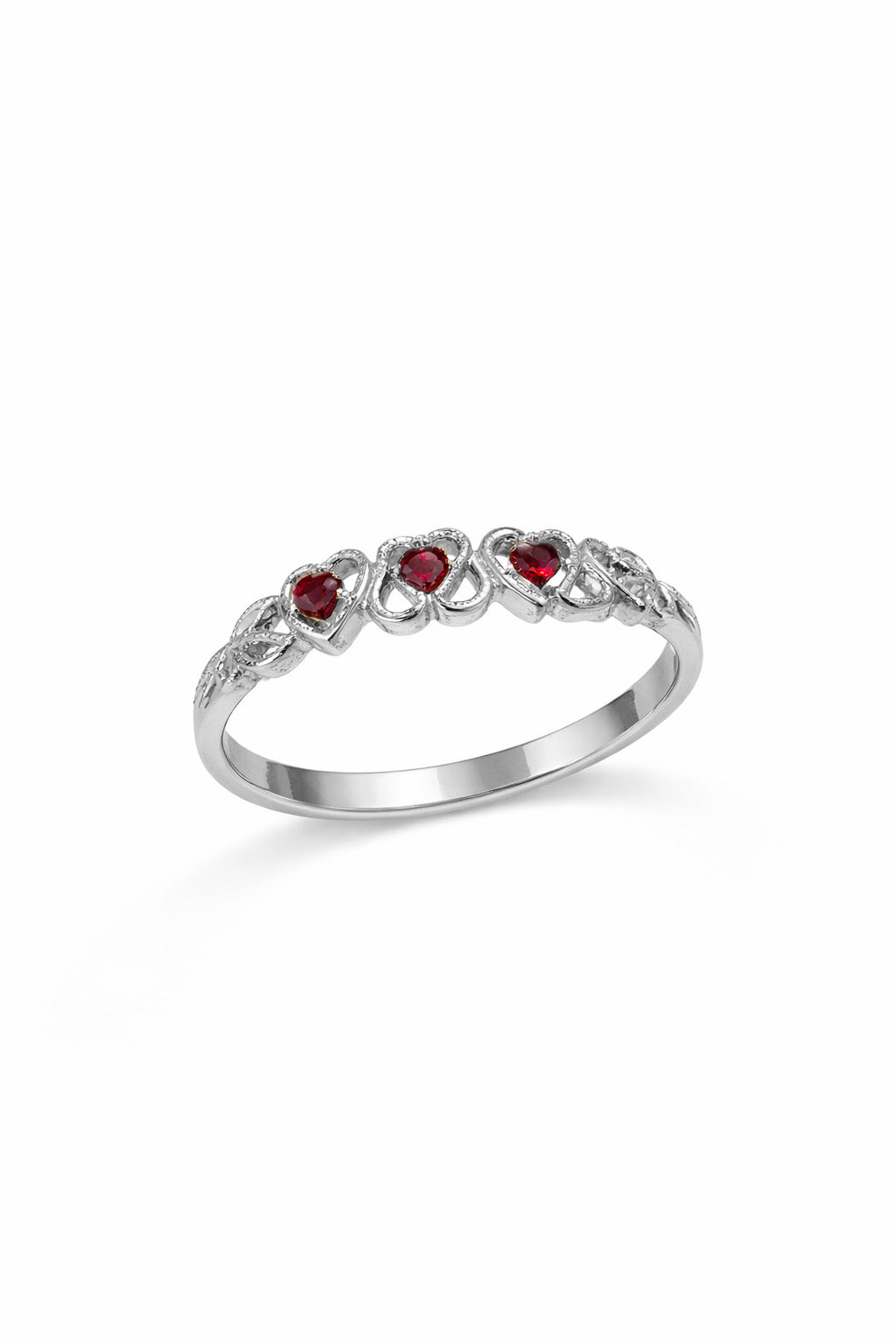 Sterling Silver Heart Garnet Ring - product image
