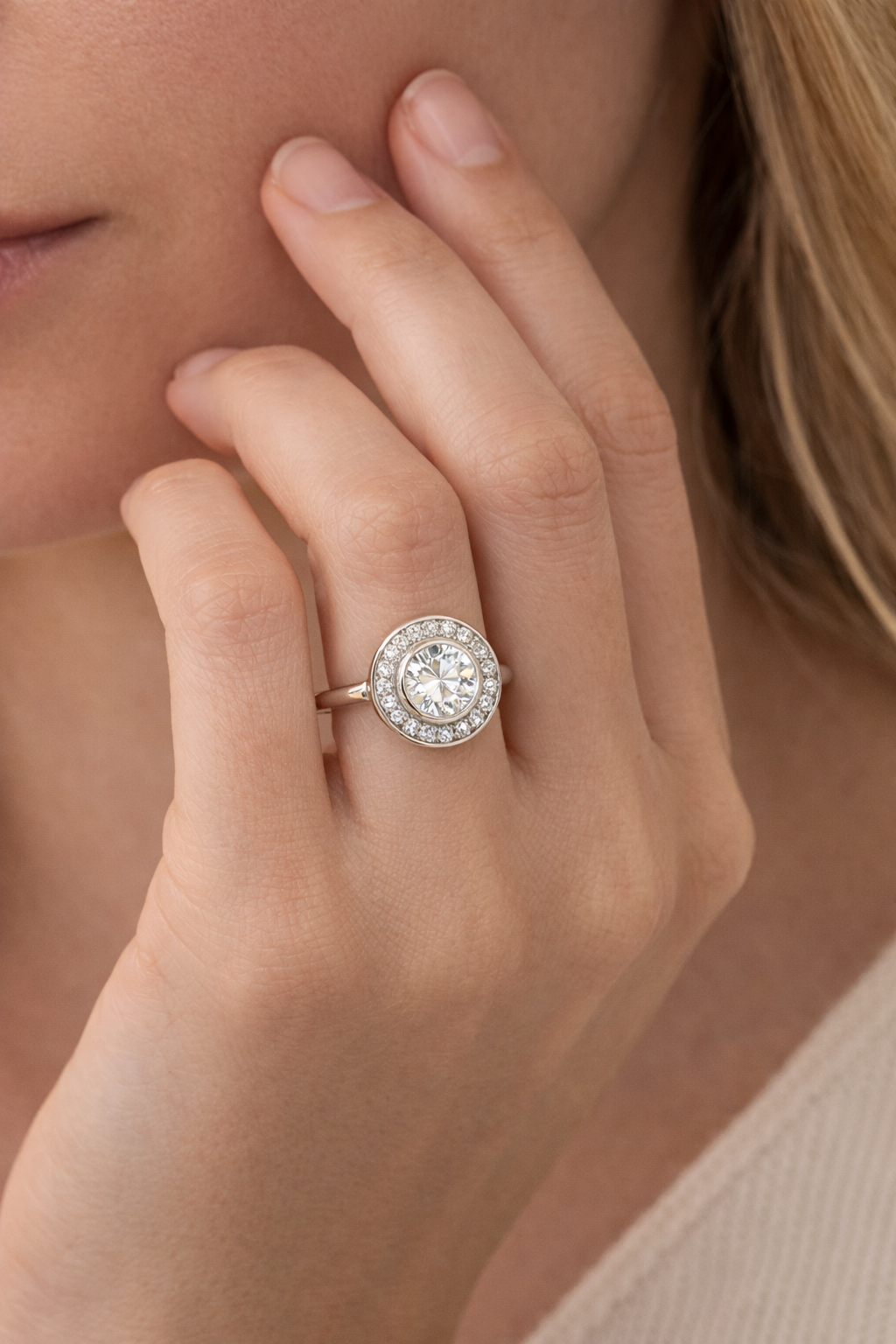Ellani Sterling Silver CZ Halo Cluster Ring - product image
