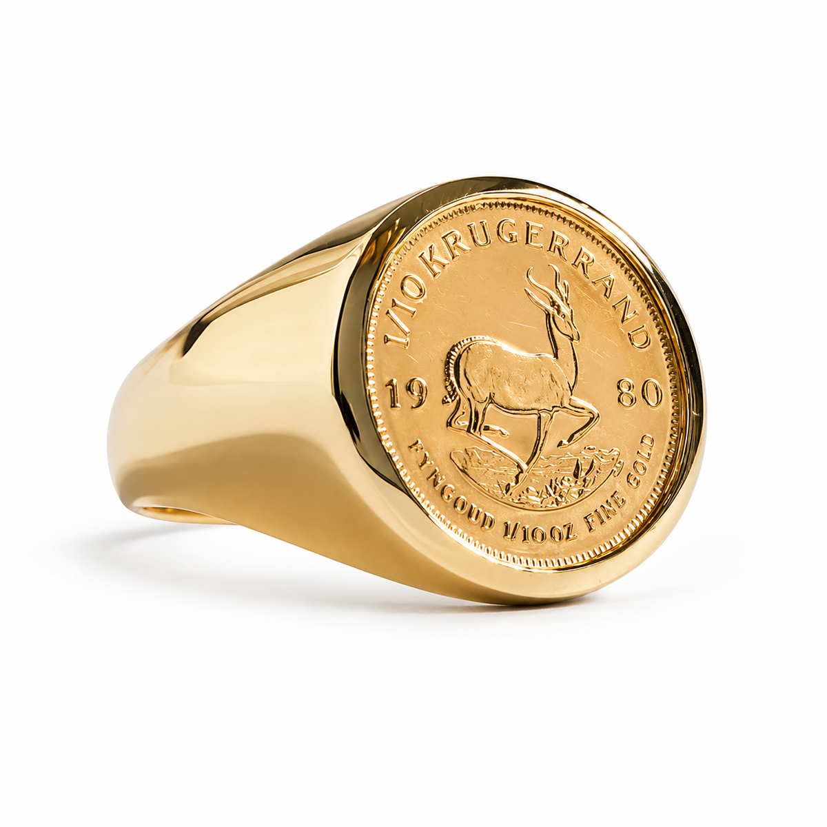 9ct gold Krugerrand ring with South African 22ct gold coin