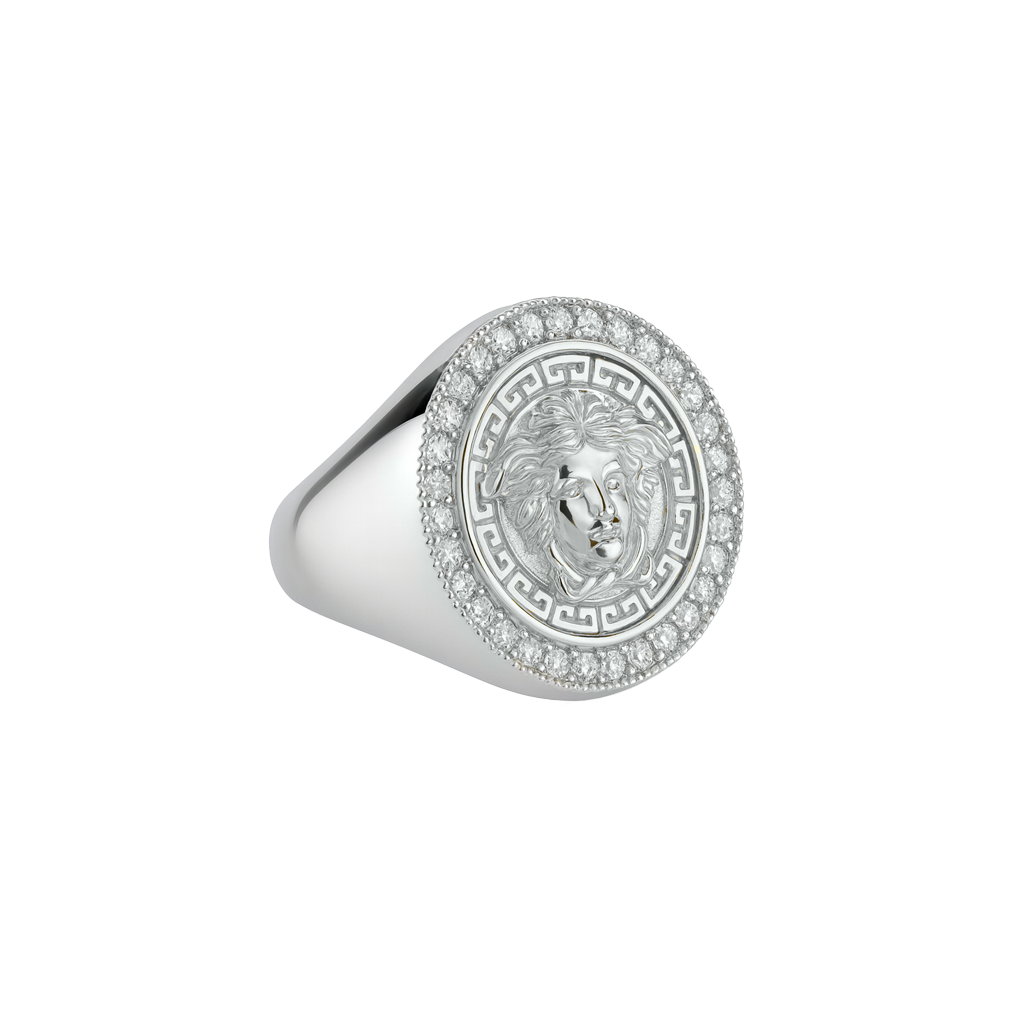 Sterling Silver CZ Mythology Medusa Ring - detail view