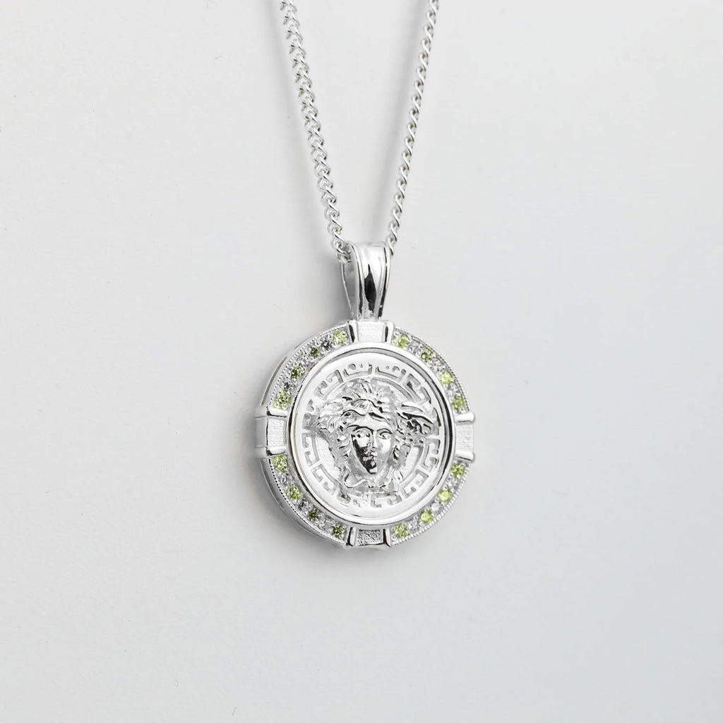 Sterling Silver CZ Frame Mythology Medusa Pendant + Chain (combo) - additional view