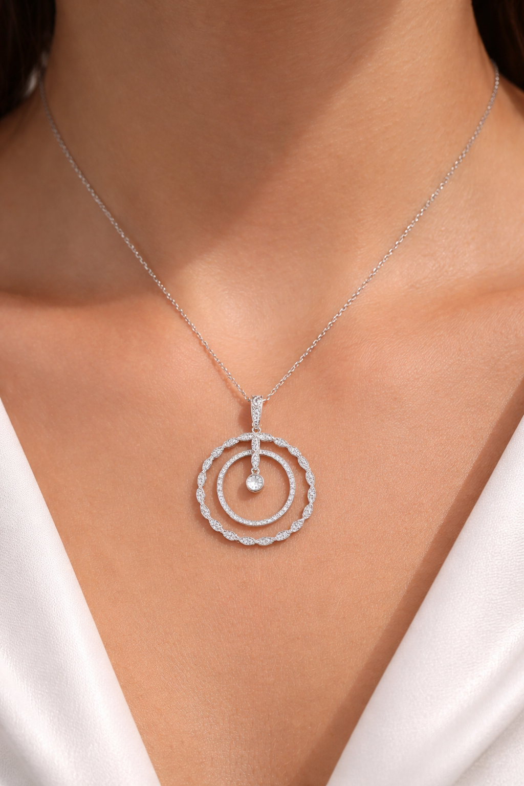 9ct White Gold Rosalia Diamond Pendant - detail view