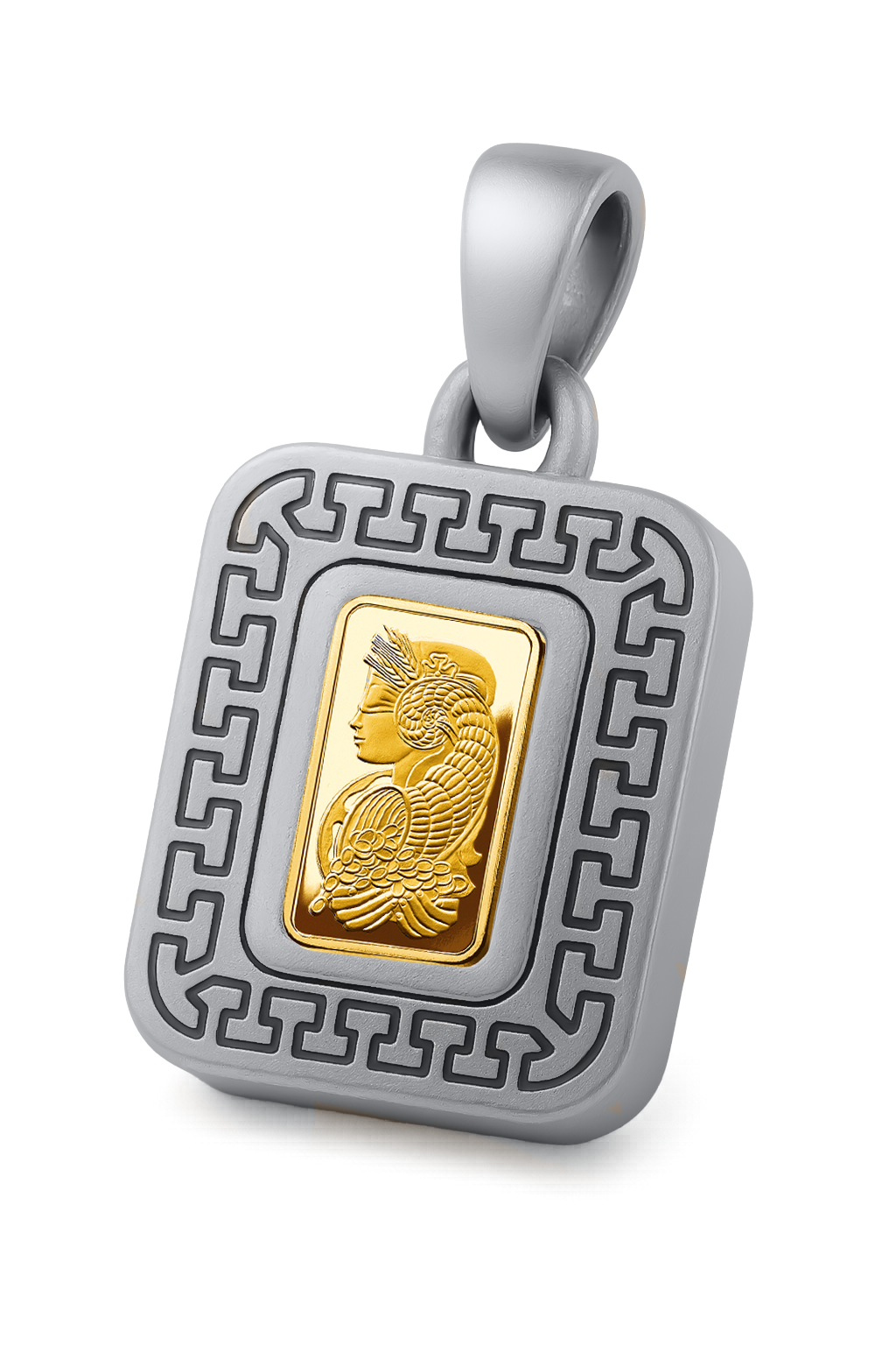 Sterling Silver Gold 24k Pamp Bar Petite Pendant - product image