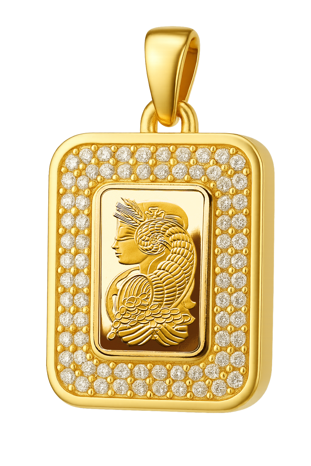 9ct Gold Pamp Bar Petite Pendant With Diamonds - product image