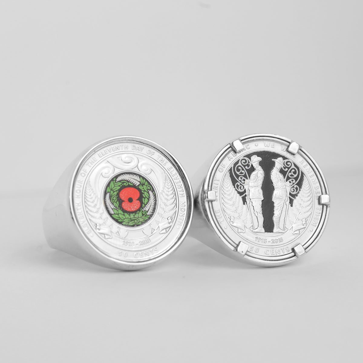 Sterling Silver Poppy Rub Over Setting Ring - detail view