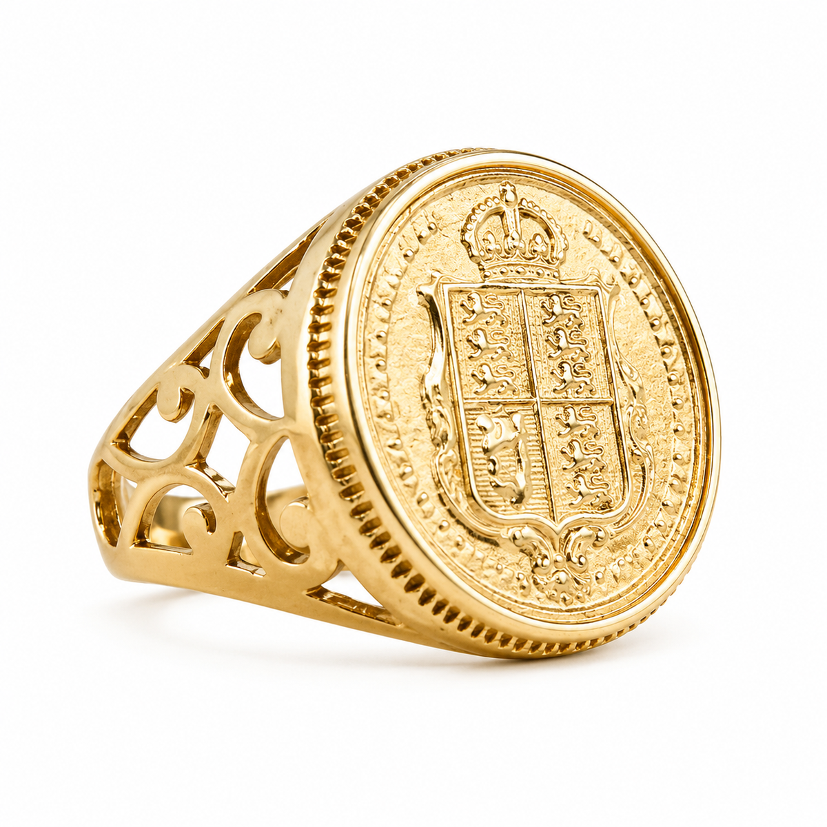 9ct Half Sovereign Old Shield Ring (Rare) - product image