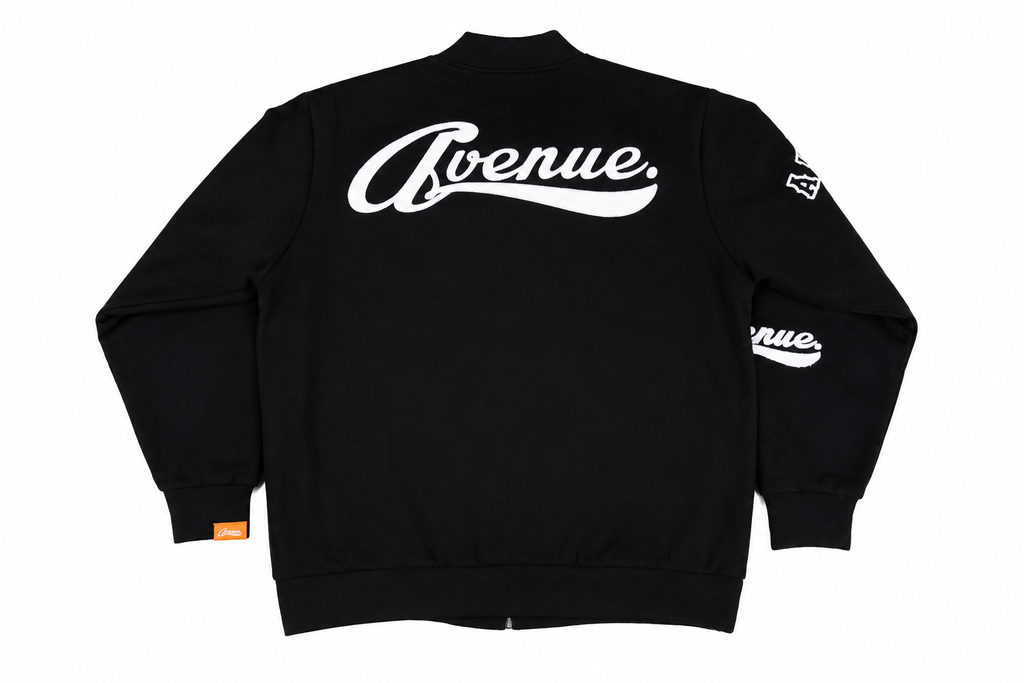 Avenue Varsity Black Jacket - detail view