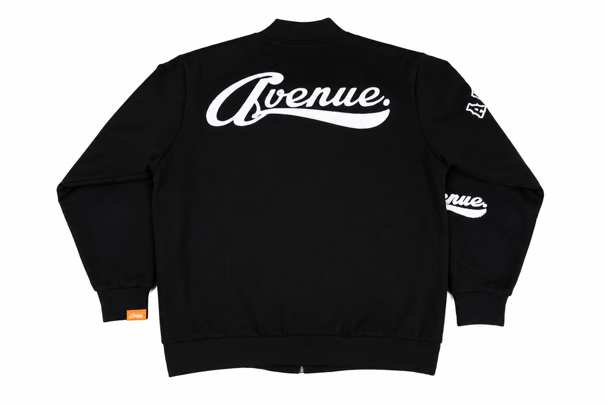 Avenue Varsity Black Jacket - detail view