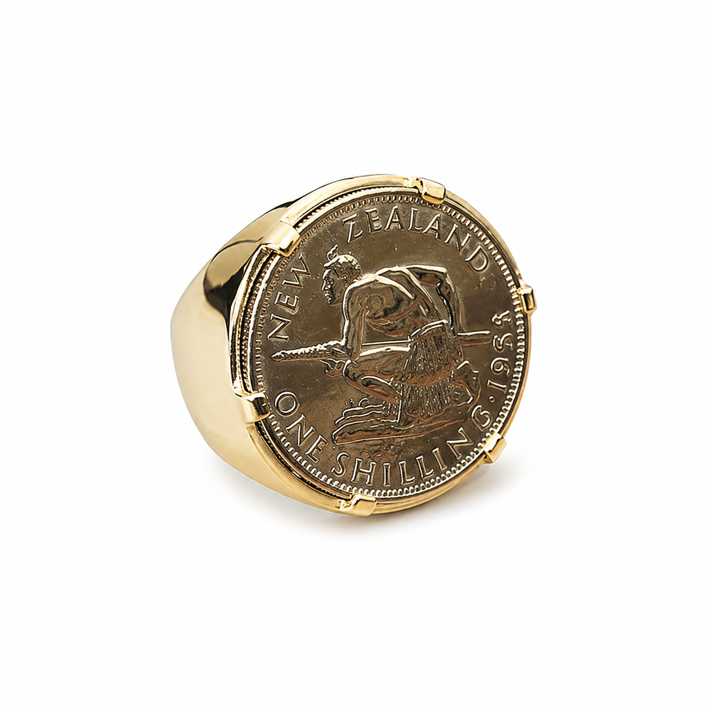 9ct Gold Claw Mount Shilling Coin Ring - product image