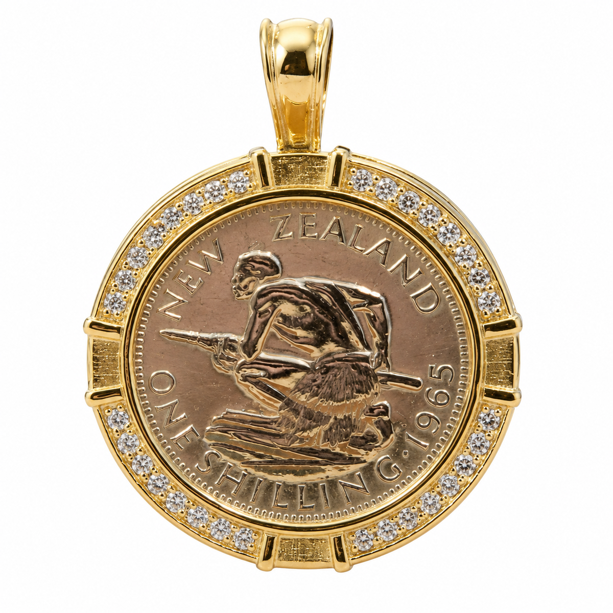 9ct Gold Diamond One Shilling Pendant - product image