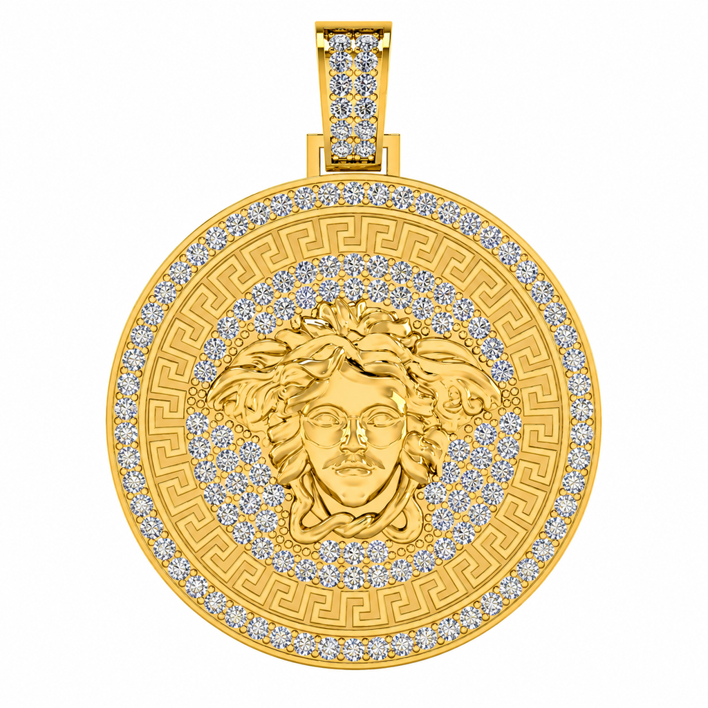 9ct Gold Full Diamond Mythology Medusa Pendant - product image