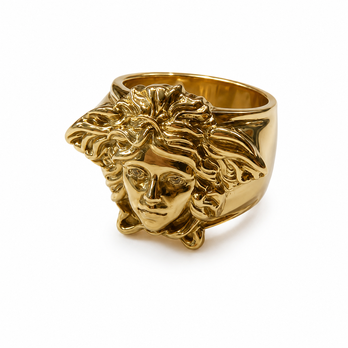 9ct Gold Mythology Medusa Head Ring Diamond Eyes - product image
