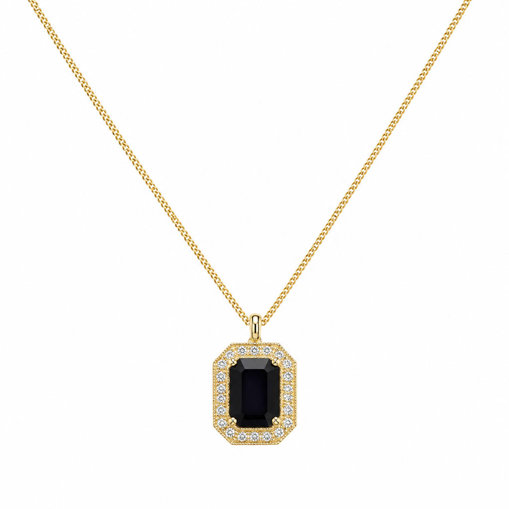 9ct Gold Sapphire & Diamond Pendant Claw & Bead Set - product image