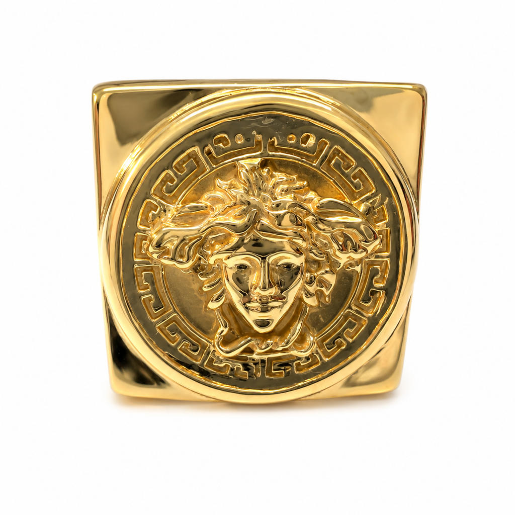 9ct Gold Square Mythology Medusa Ring - product image