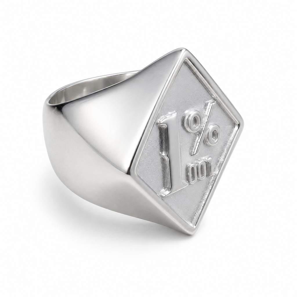1% Sterling Silver Ring - detail view