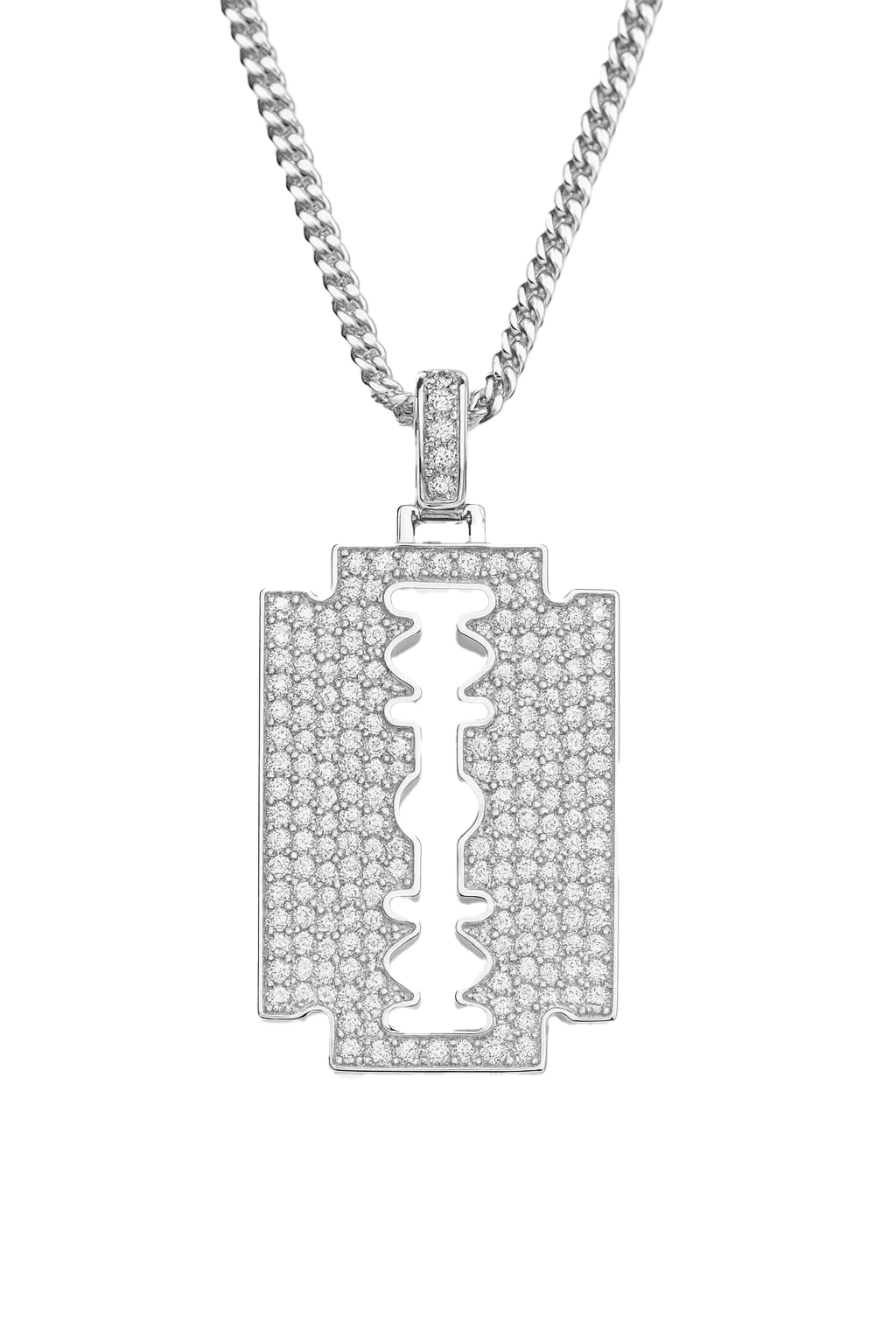 Silver Iced Out Razor Blade - product image