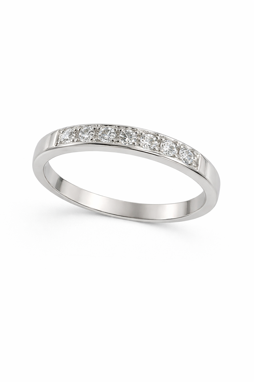 Sterling Silver Cubic Zirconia Band Ring - detail view