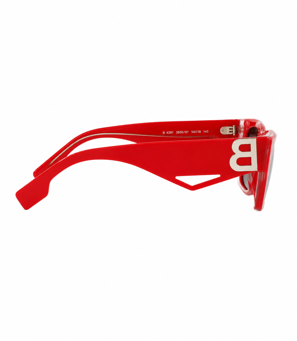 Burberry Poppy BE4336 Red Rectangle Sunglasses - side angle