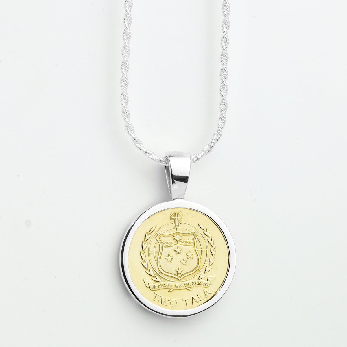 Sterling Silver Samoan Coin Pendant + Chain