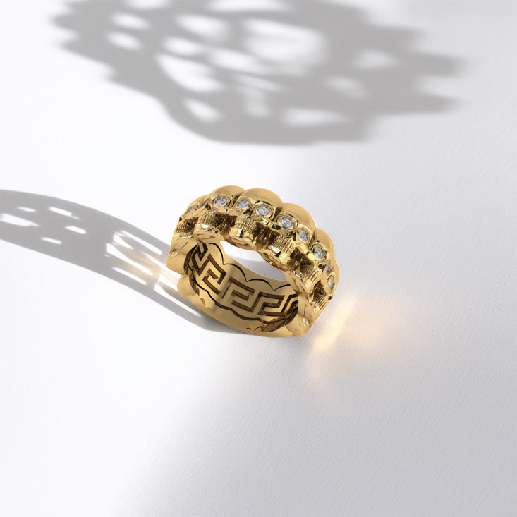 Multi Skull Gold Ring With Diamonds - product image