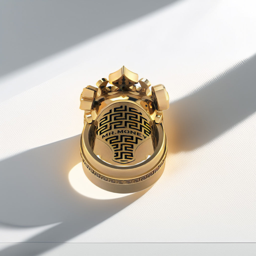 LIMITED EDITION 9CT SKULL KING RING WITH DIAMOND CROWN - detail view