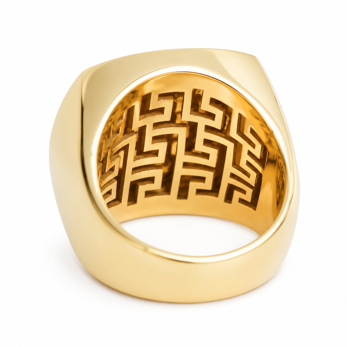 9ct Gold Soft Square Half Sovereign Diamond Ring - detail view