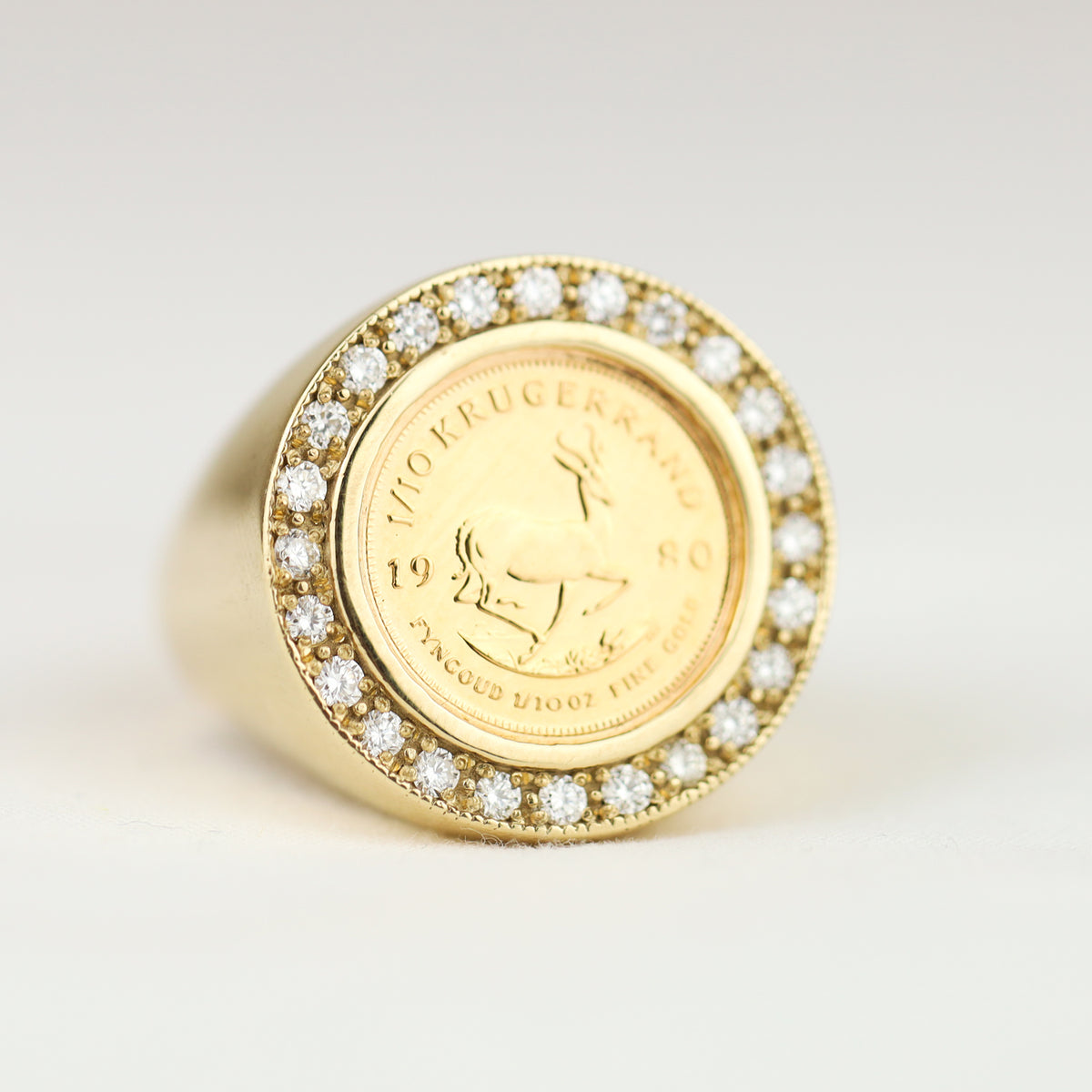 9ct Gold Diamond Krugerrand Half Sovereign Ring from Mr Money NZ