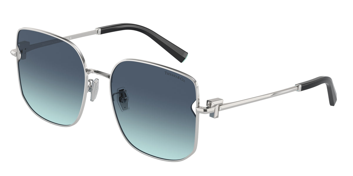 Tiffany & Co. TF3105D sunglasses, Silver frame and Azure gradient blue lenses