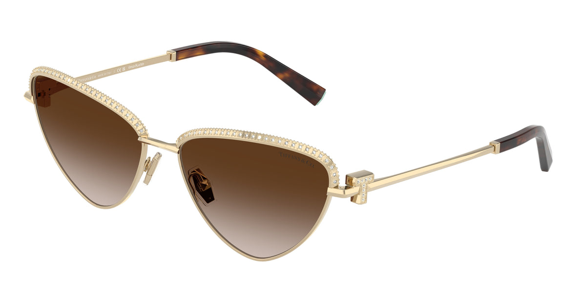 Tiffany & Co. TF3107KB sunglasses, Pale Gold Plated frame and Brown gradient lenses