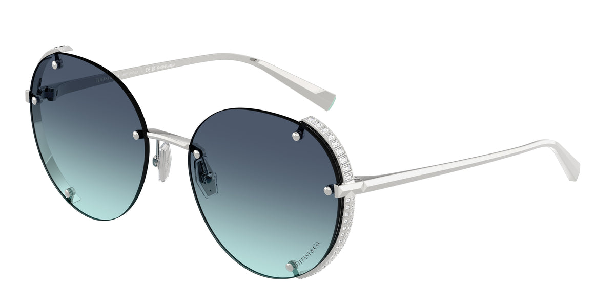 Tiffany & Co. TF3110KB sunglasses, Silver gold plated frame and Azure gradient blue lenses