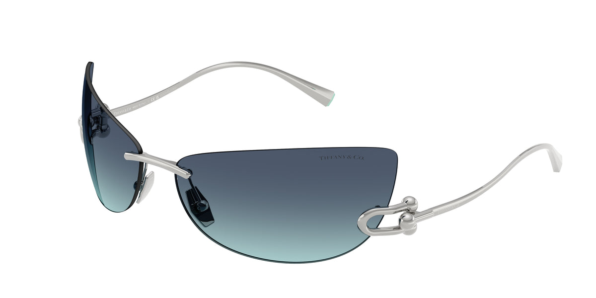 Tiffany & Co. TF3112K sunglasses, Silver gold plated frame and Azure gradient blue lenses