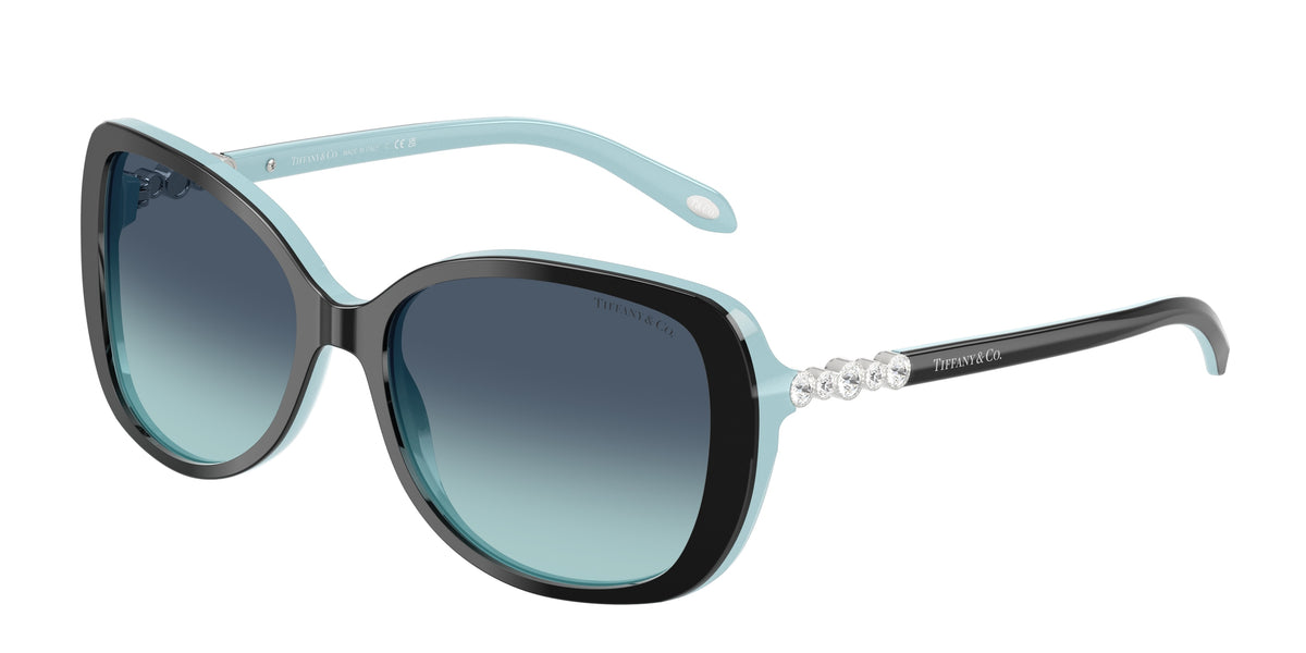 Tiffany & Co. TF4121B sunglasses, Black on tiffany blue frame and Tiffany blue gradient lenses