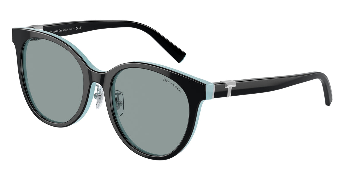 Tiffany & Co. TF4209D sunglasses, Black on tiffany blue frame and Dark grey lenses