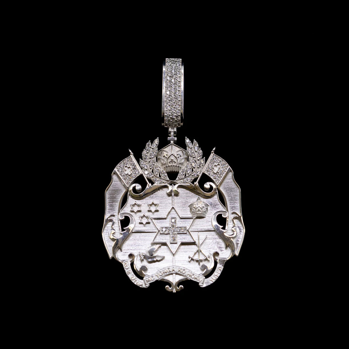 Sterling Silver Tongan Coat of Arms Pendant 90mm
