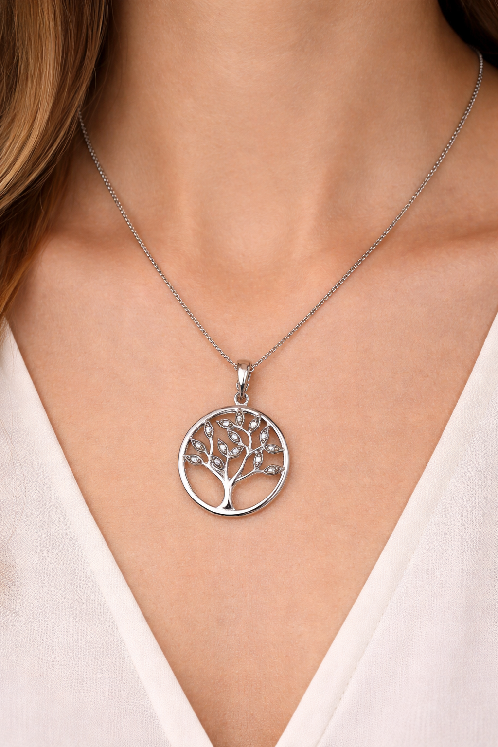 CZ Tree of Life Pendant Necklace - product image