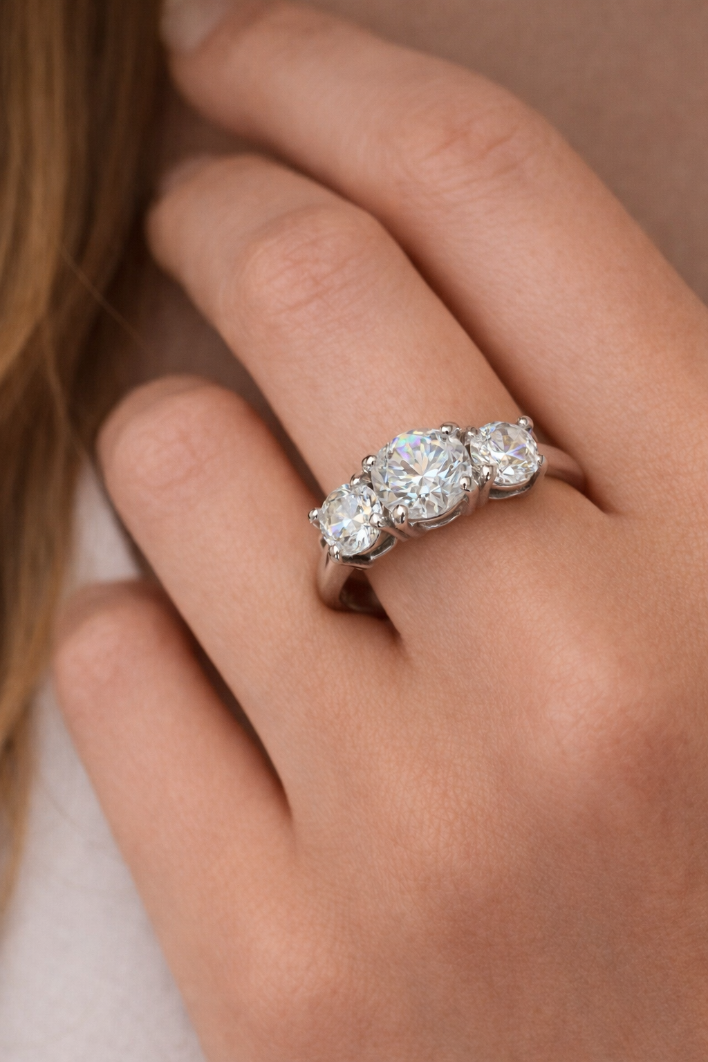 Triple CZ Sterling Silver Ring - product image
