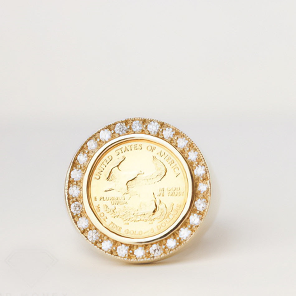 USA Eagle 5 Dollar Gold & Diamond Ring - product image