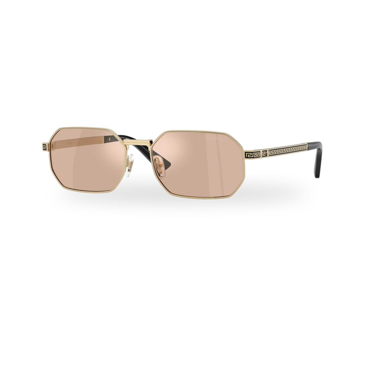 Versace 0VE2297 sunglasses in Pale gold with Light pink mirror silver lenses - transparent product photo with soft shadow