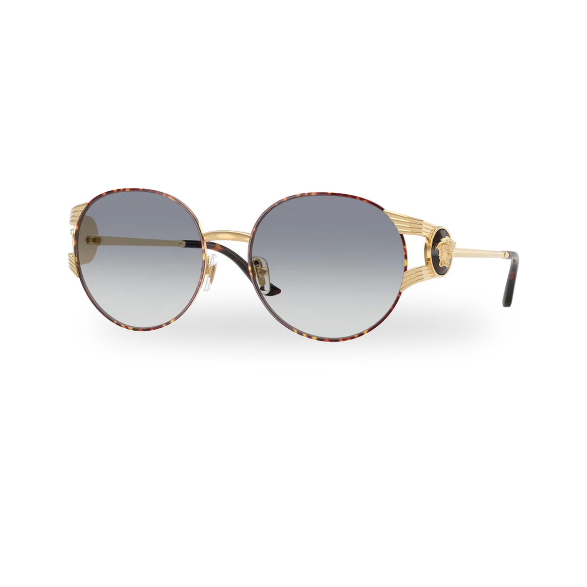 Versace 0VE2303 sunglasses in Gold versace/havana with Clear gradient blue lenses - transparent product photo with soft shadow