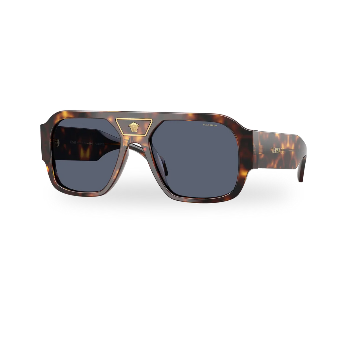 Versace 0VE4508U sunglasses in Havana with Dark blue polarized lenses - transparent product photo with soft shadow