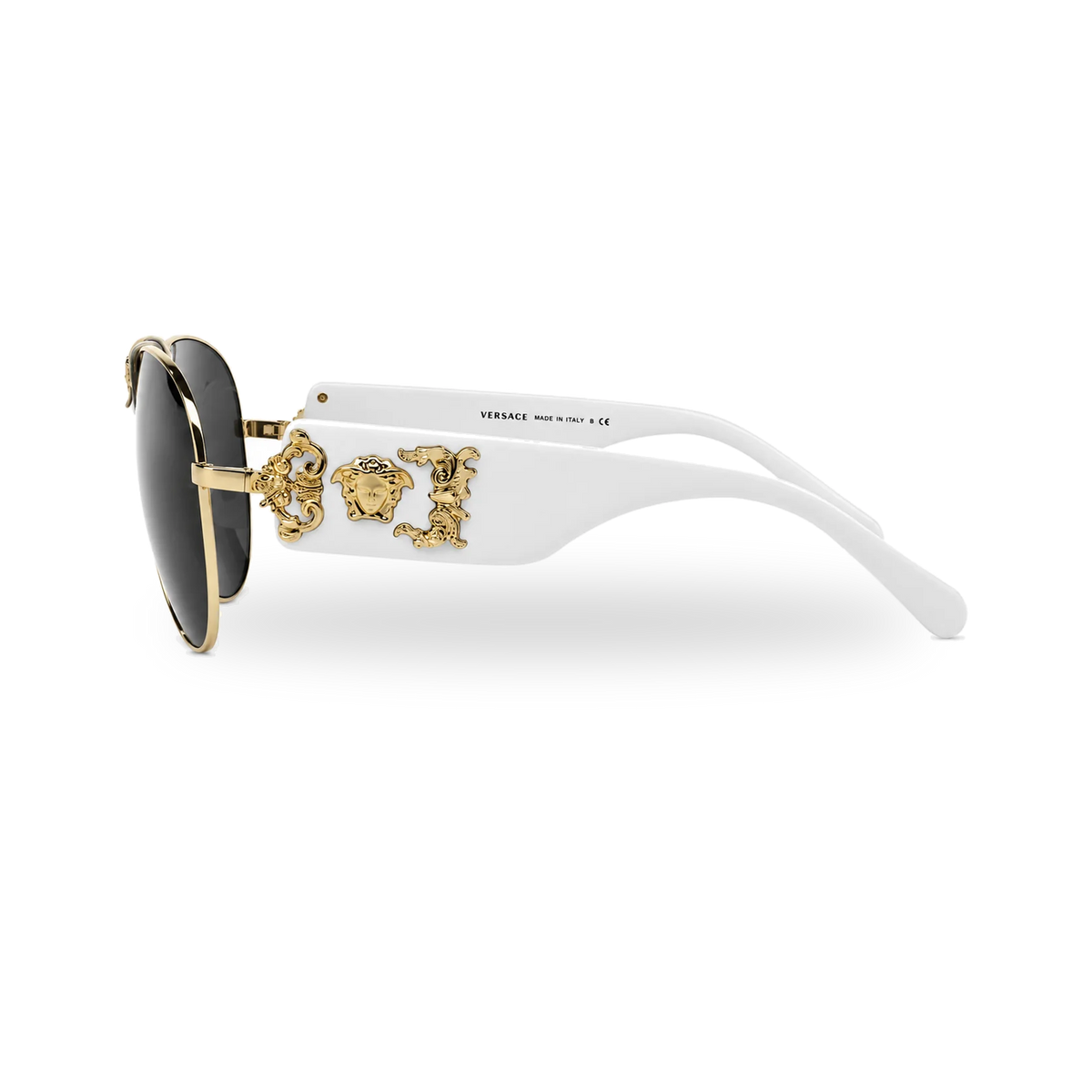 Versace MOD.2150-Q Gold & White Aviator Sunglasses - transparent product photo with soft shadow