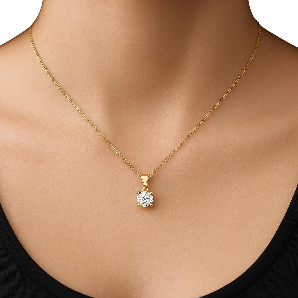 1ct Solitaire Pendant - detail view