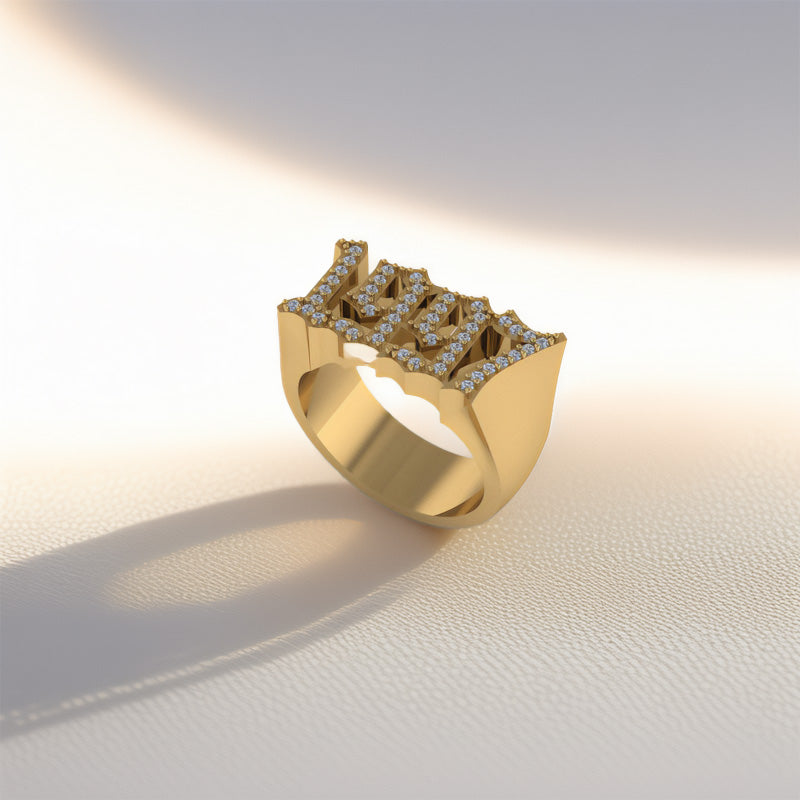 Year 9ct Gold Ring With Diamonds - product image