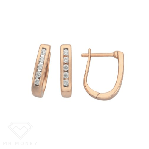 9ct Rose Gold Diamond Huggie Earrings from Mr Money NZ