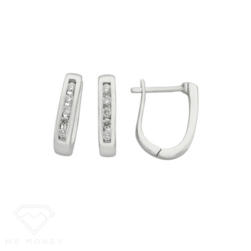 9ct White Gold Diamond Huggie Earrings from Mr Money NZ