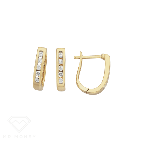 9ct Yellow Gold Diamond Huggie Earrings from Mr Money NZ